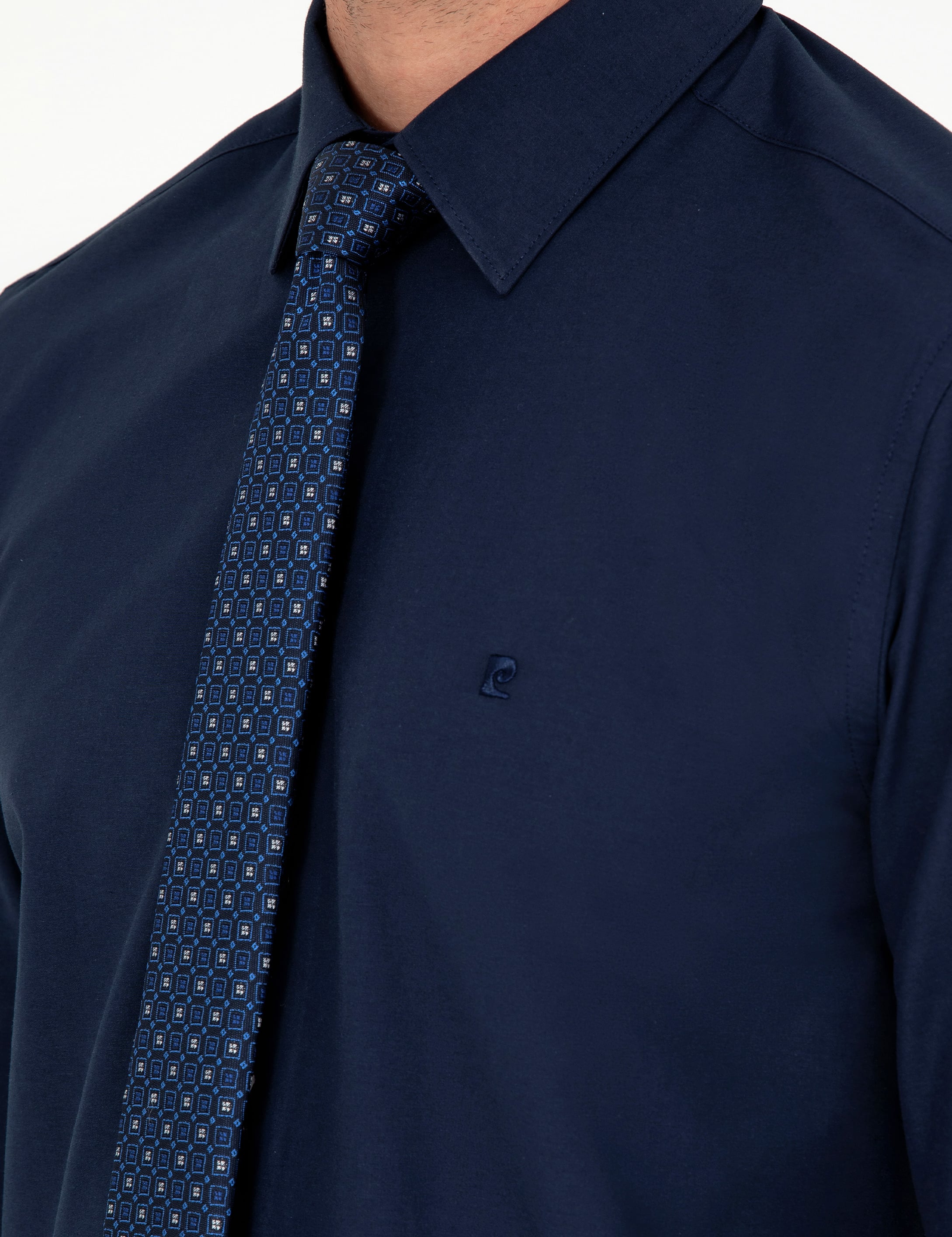 Lacivert Slim Fit Uzun Kollu Basic Gömlek - Image 7