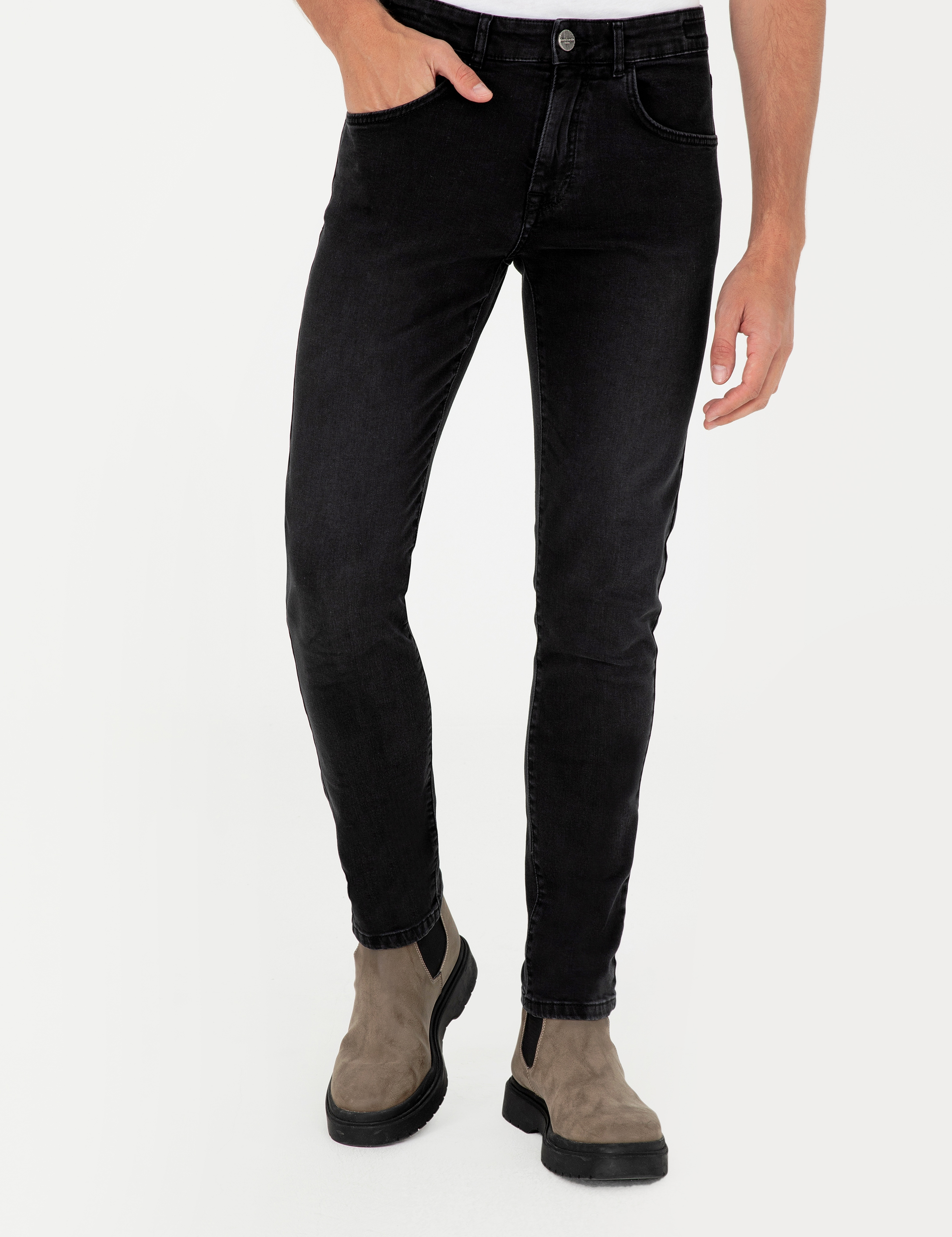 Antrasit Slim Fit Jean Pantolon - Image 4