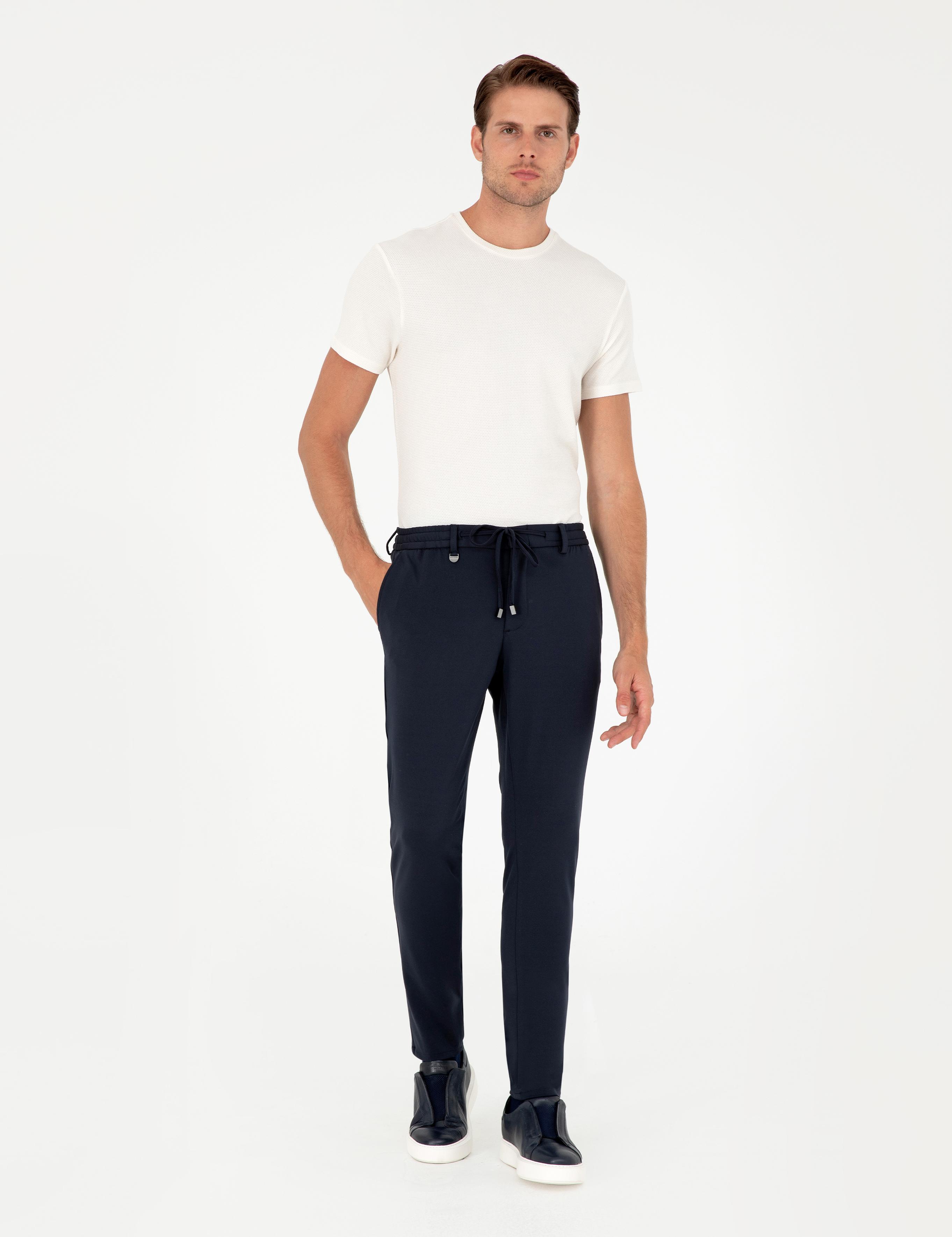 Lacivert Klasik Jogger Pantolon