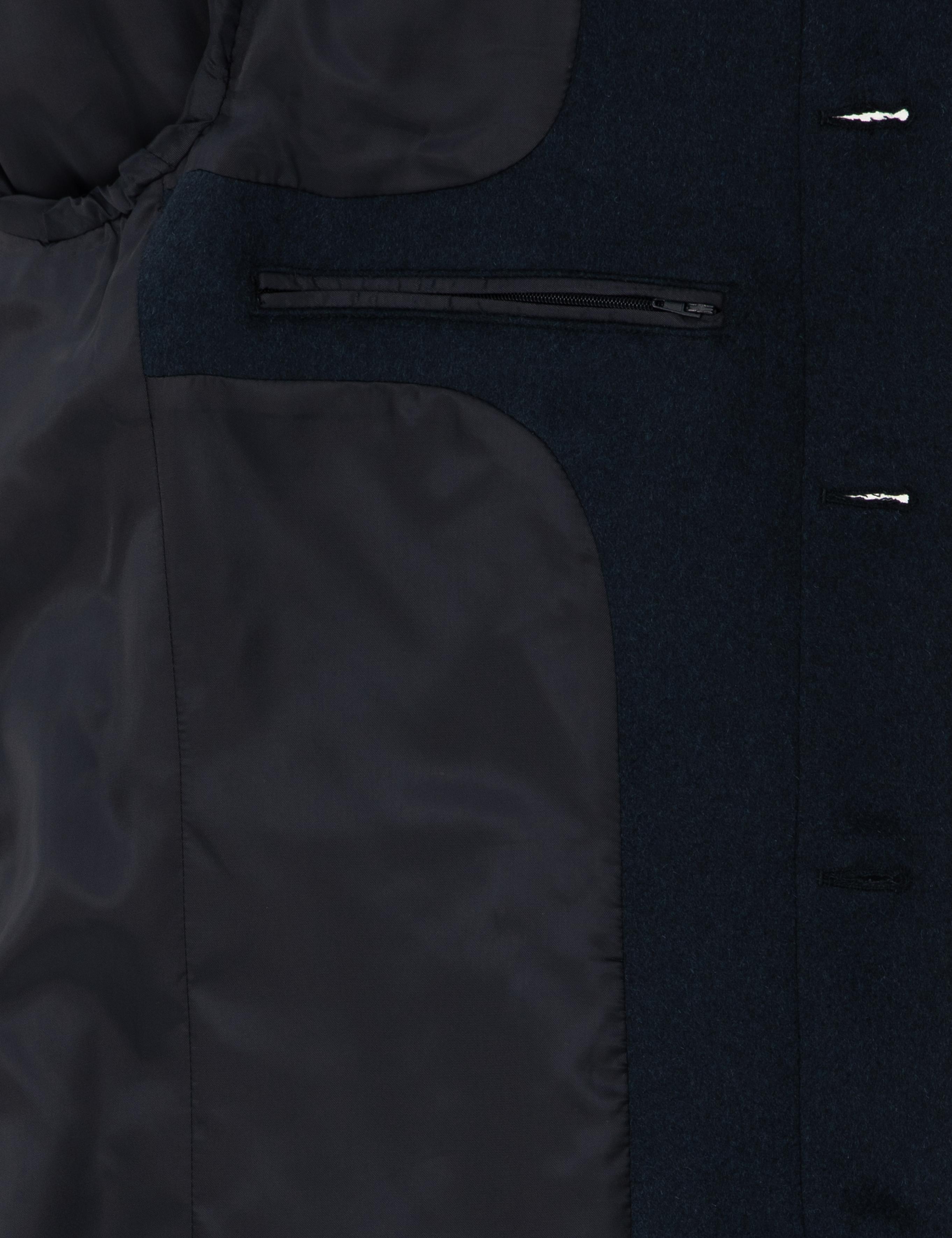 Lacivert Yün Karışımlı Slim Fit Palto