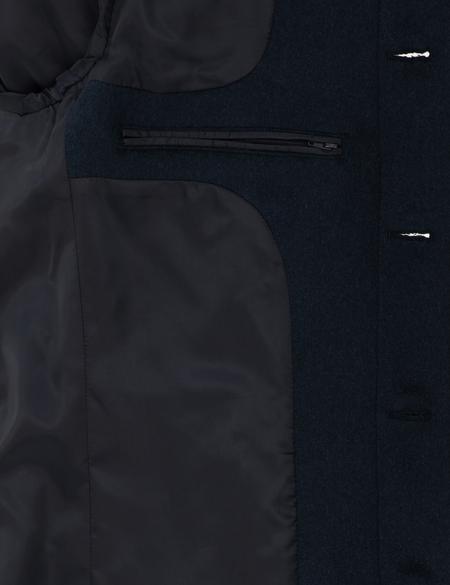 Lacivert Yün Karışımlı Slim Fit Palto - 50297488013