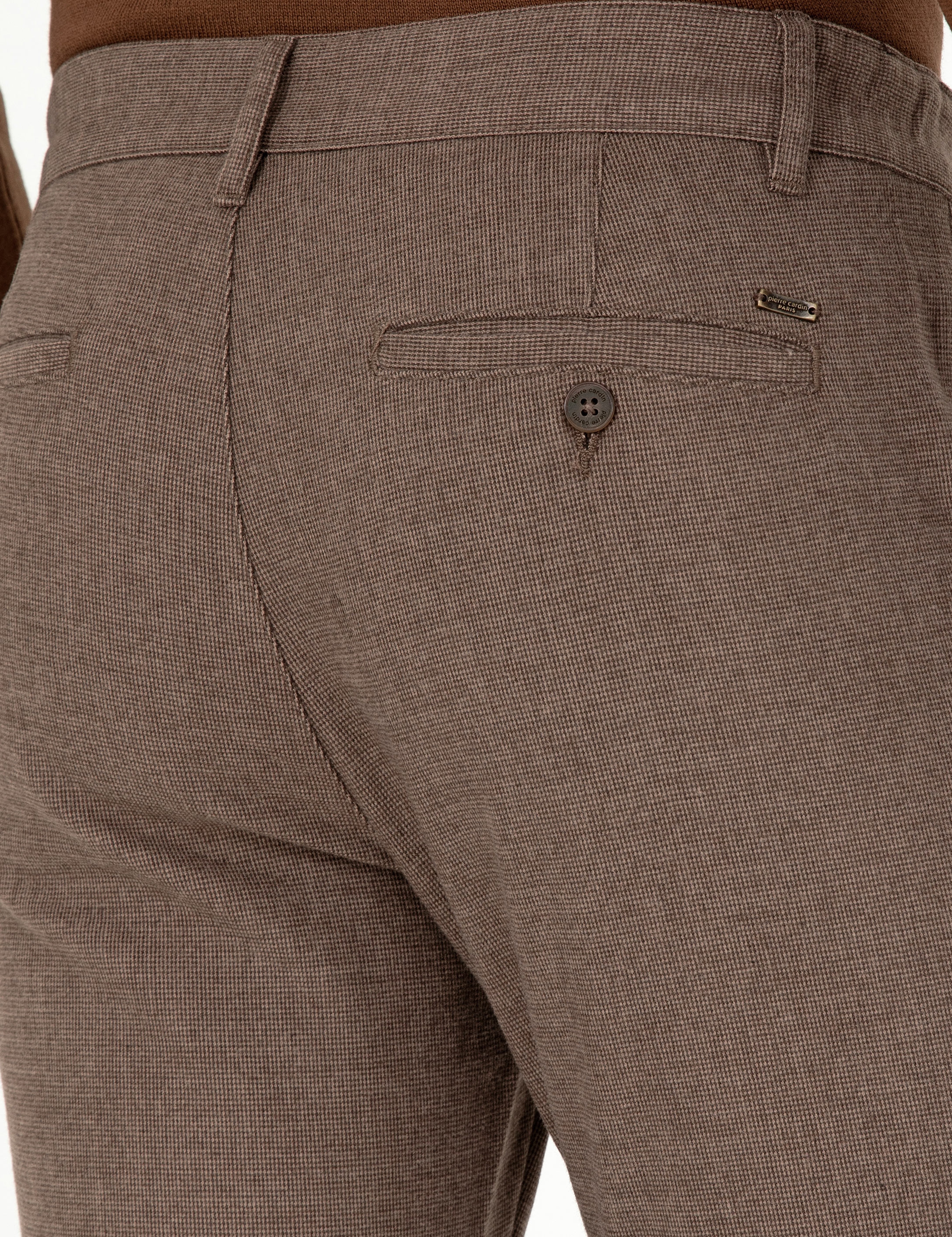 Kahverengi Slim Fit Kanvas Pantolon - Image 6