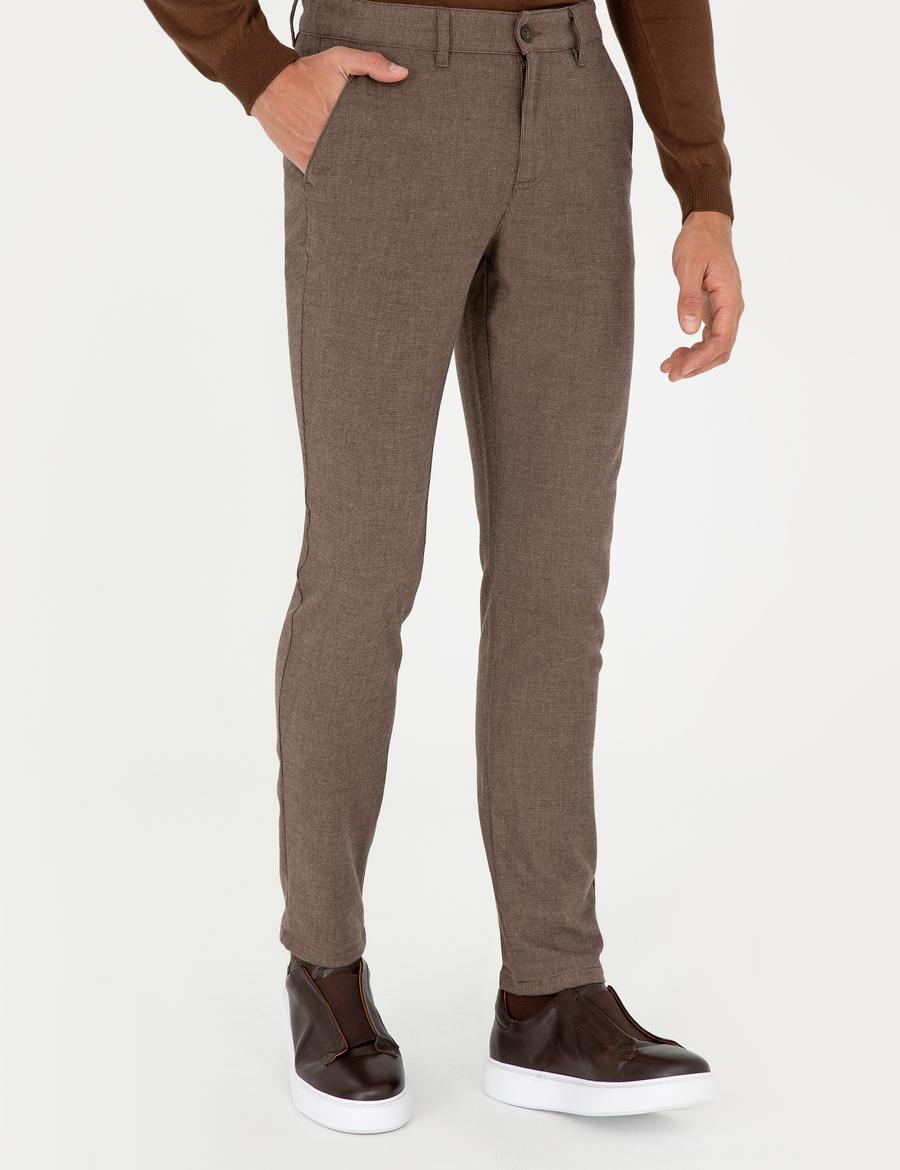 Kahverengi Slim Fit Kanvas Pantolon
