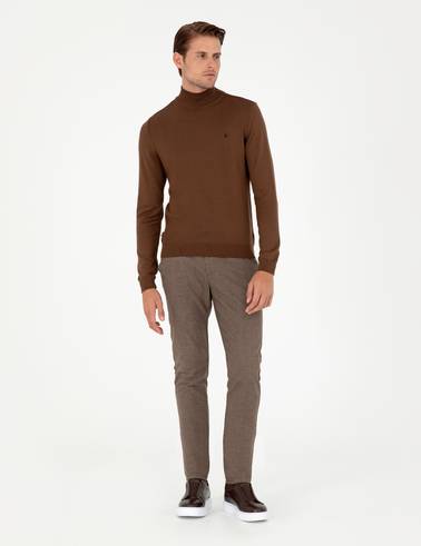 Kahverengi Slim Fit Kanvas Pantolon