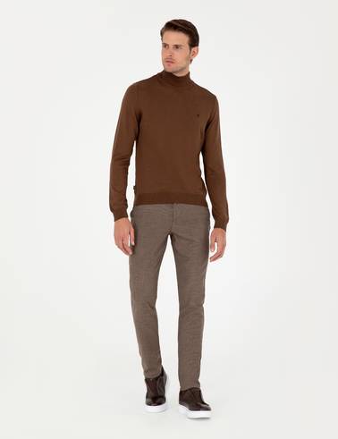 Kahverengi Slim Fit Kanvas Pantolon