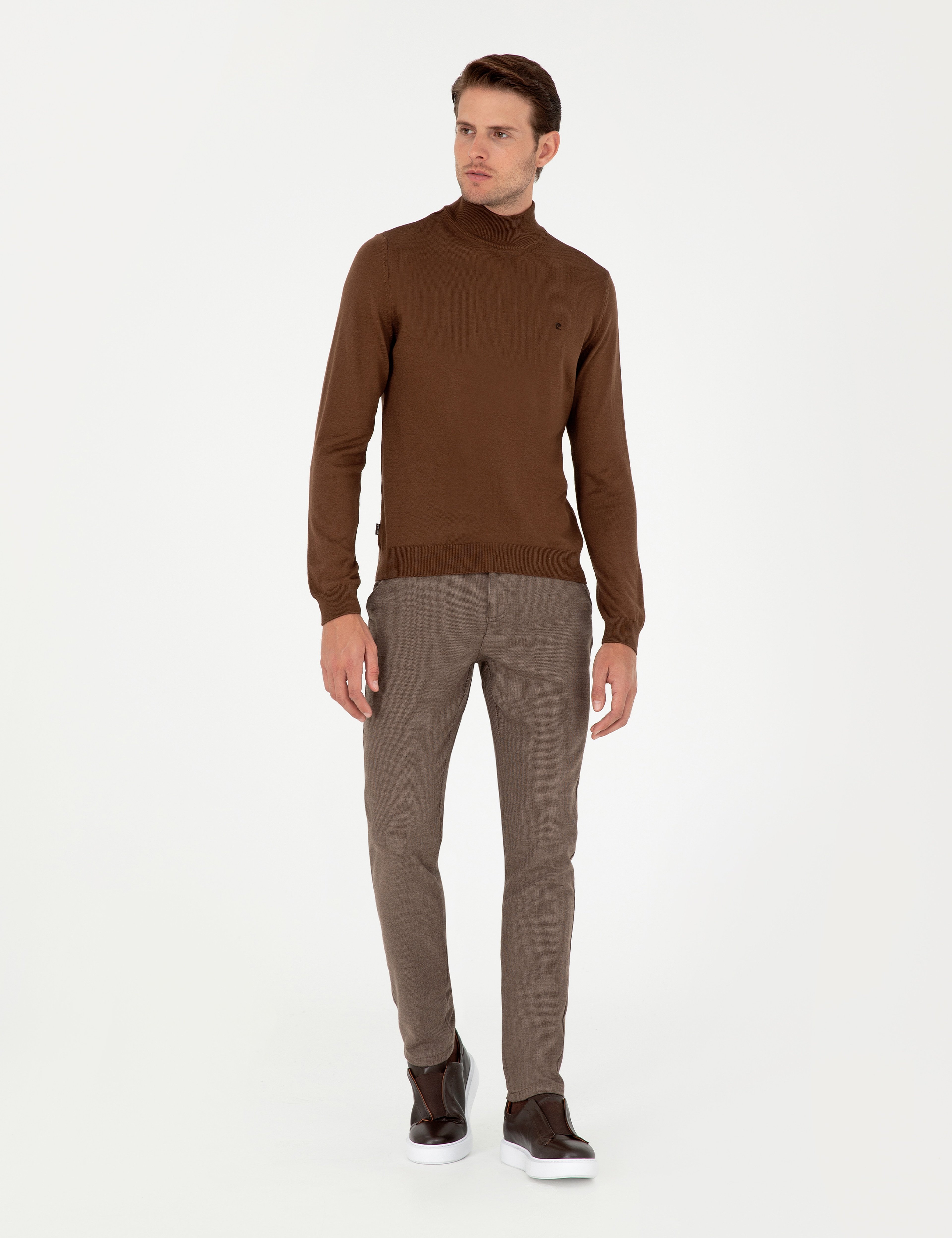 Kahverengi Slim Fit Kanvas Pantolon - Image 3
