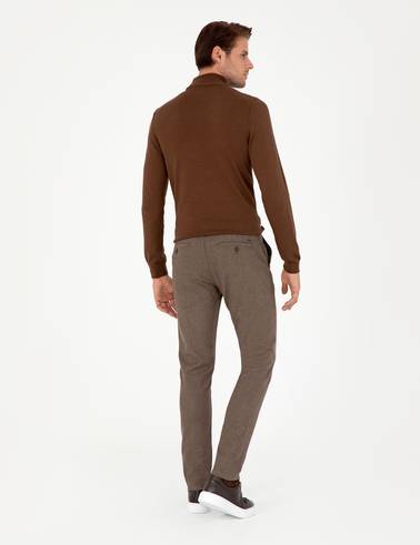 Kahverengi Slim Fit Kanvas Pantolon