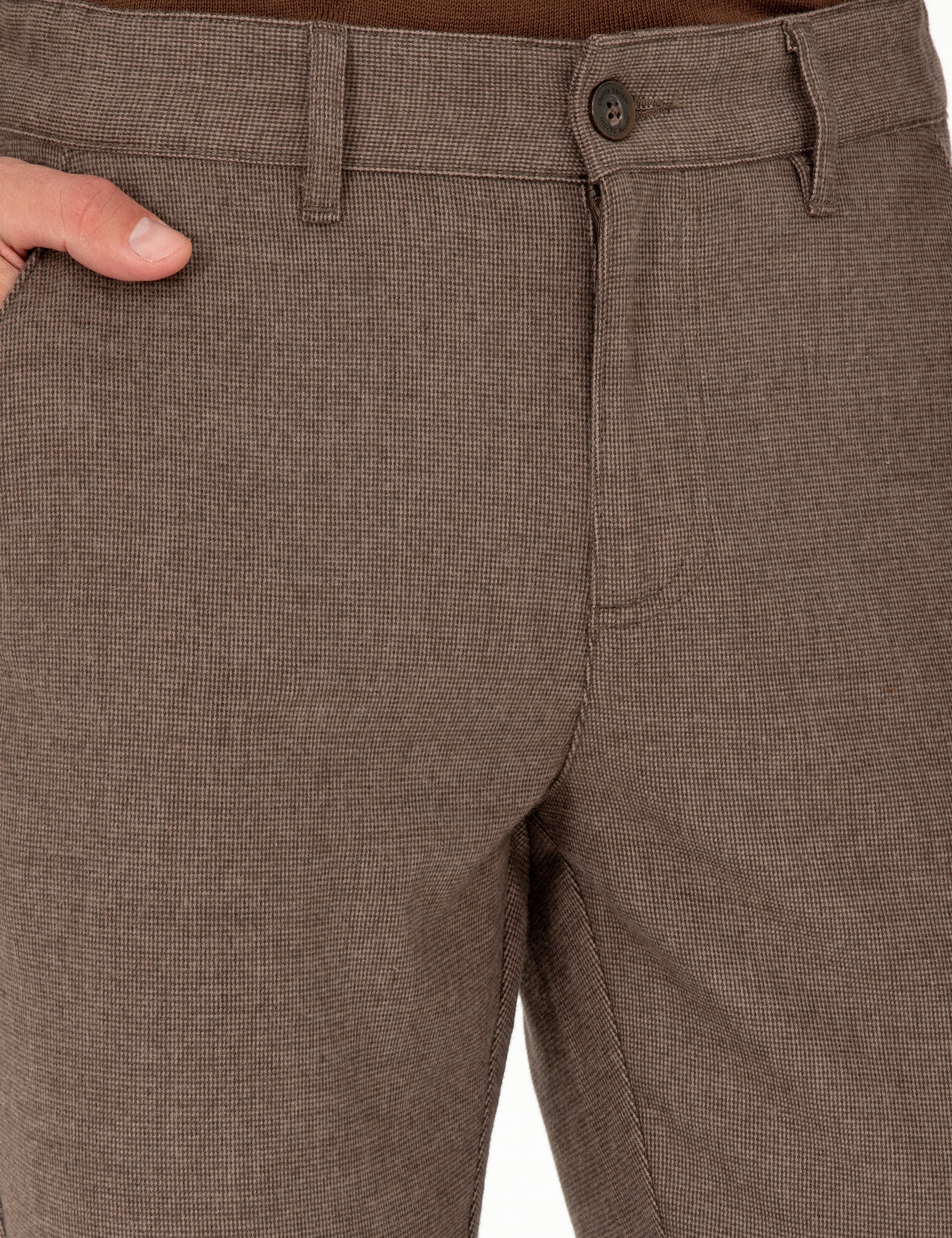 Kahverengi Slim Fit Kanvas Pantolon - Image 5