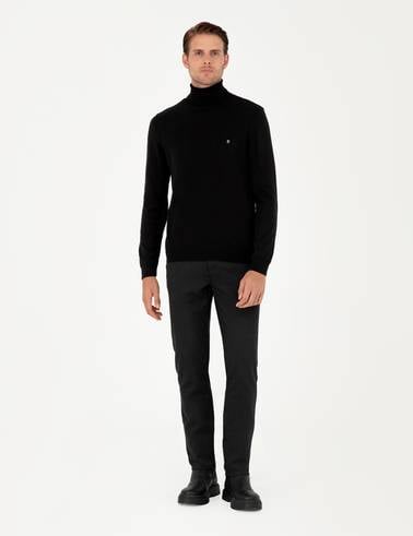 Siyah Slim Fit Kanvas Pantolon