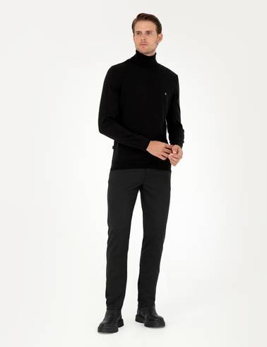 Siyah Slim Fit Kanvas Pantolon