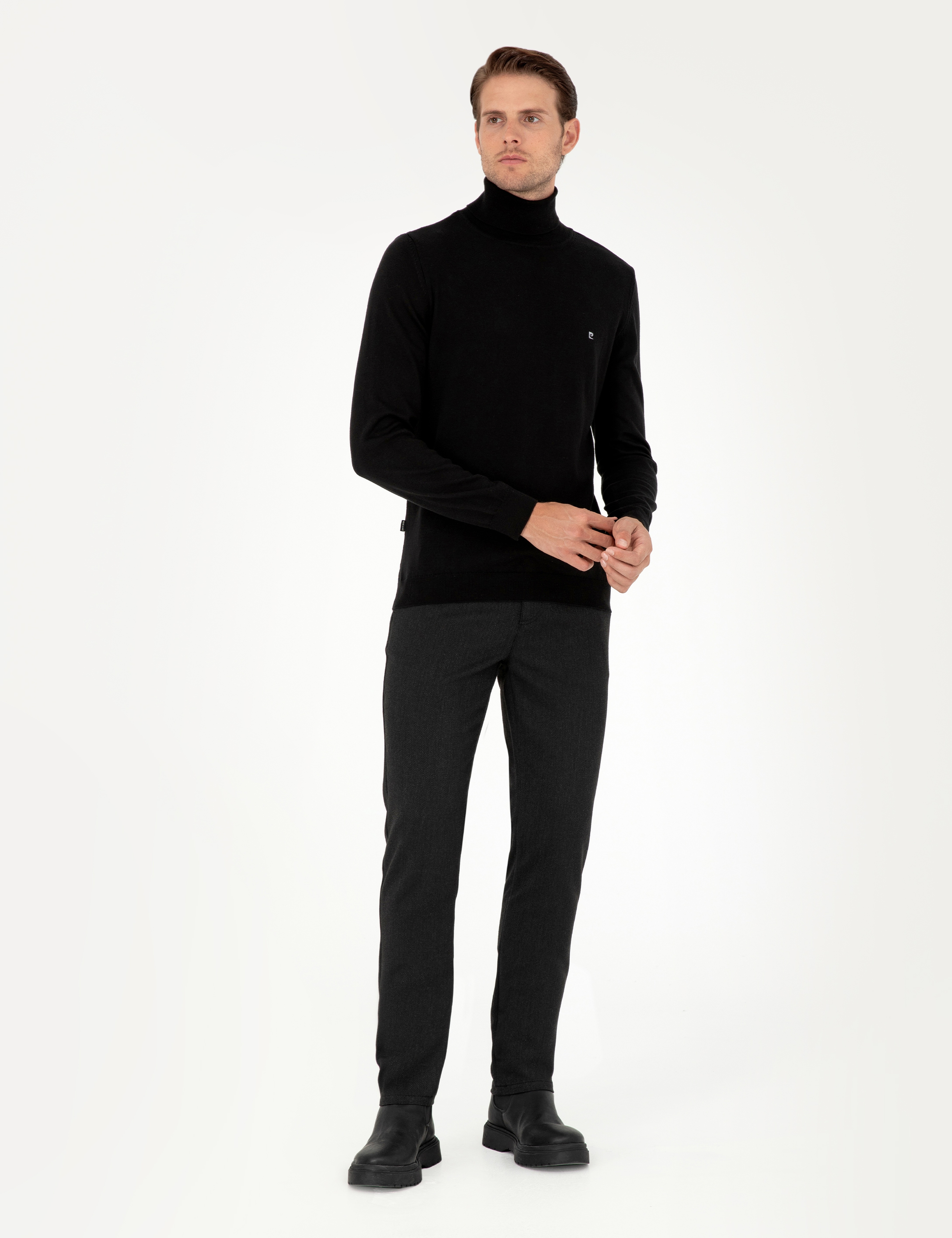 Siyah Slim Fit Kanvas Pantolon