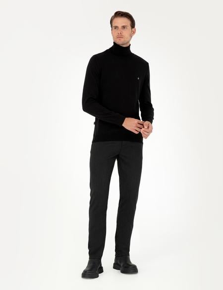 Siyah Slim Fit Kanvas Pantolon - 50299527107