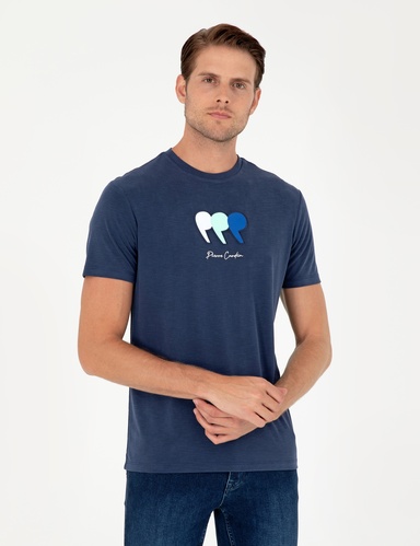 Lacivert Slim Fit Bisiklet Yaka Tişört
