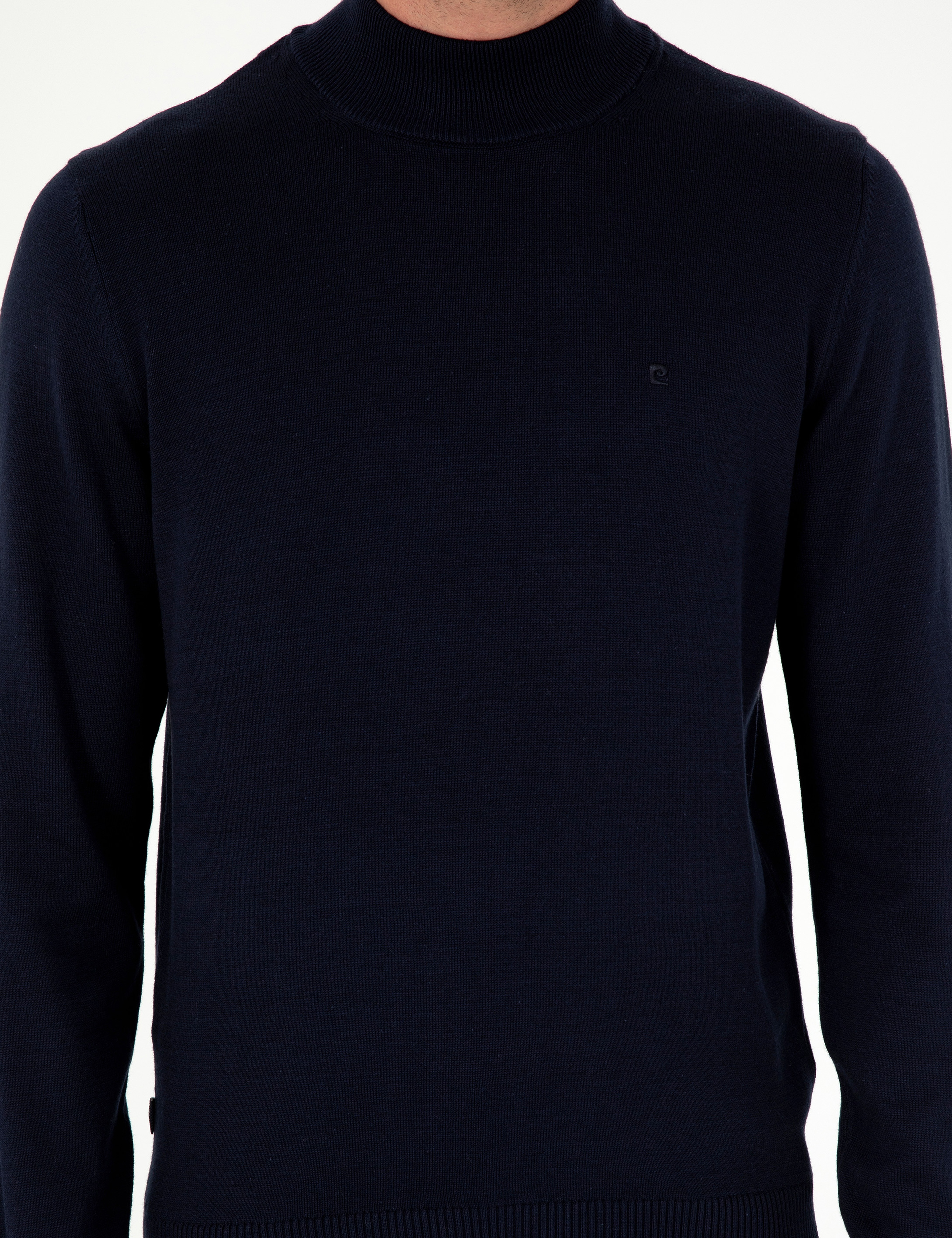 Lacivert Slim Fit Yarım Balıkçı Yaka Basic Triko Kazak - Image 6