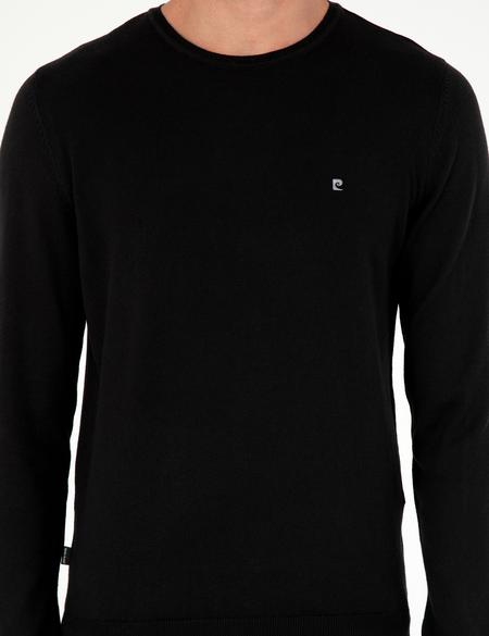 Siyah Slim Fit Bisiklet Yaka Basic Triko Kazak - 50296621021