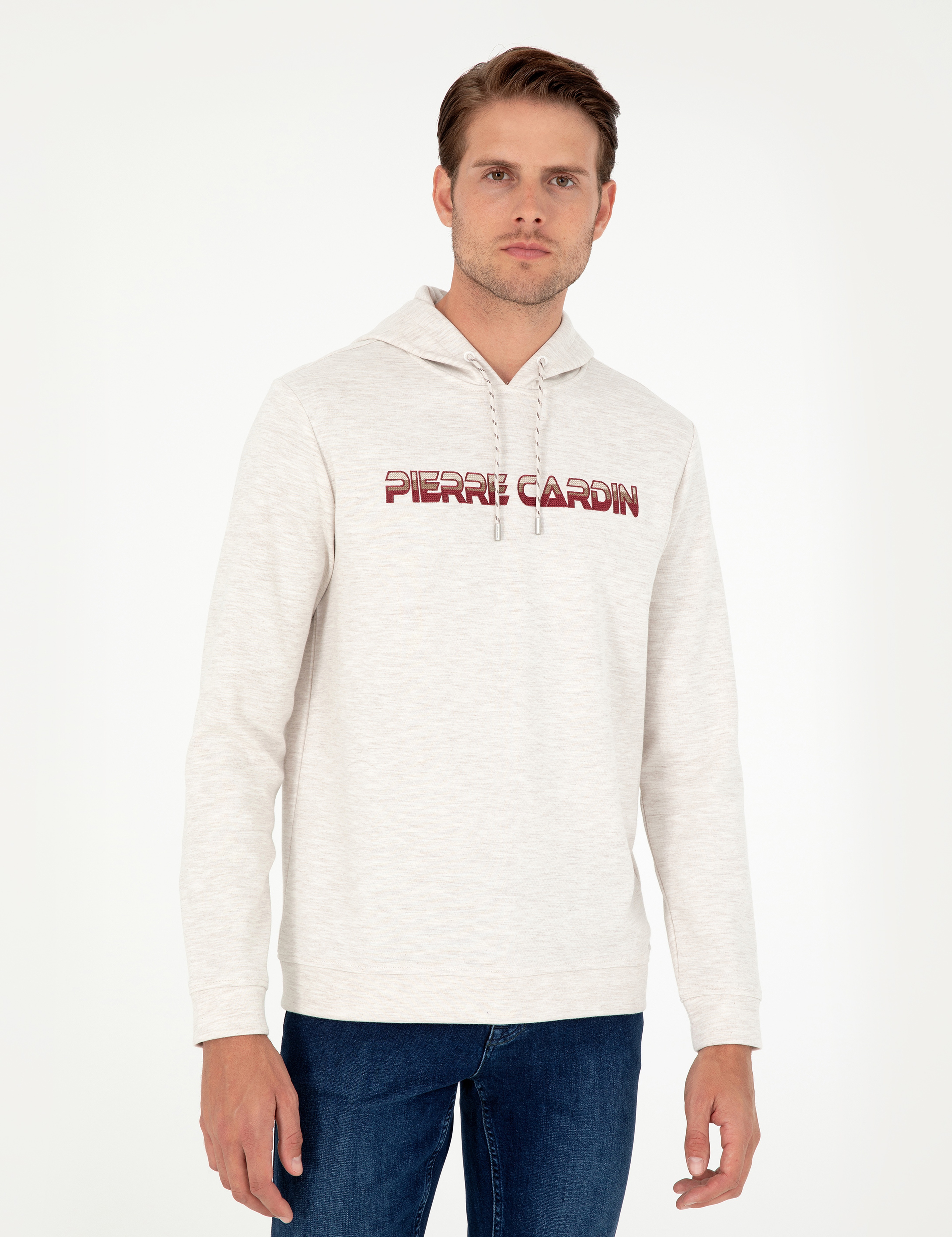 Bej Regular Fit Kapüşonlu Sweatshirt - Image 3