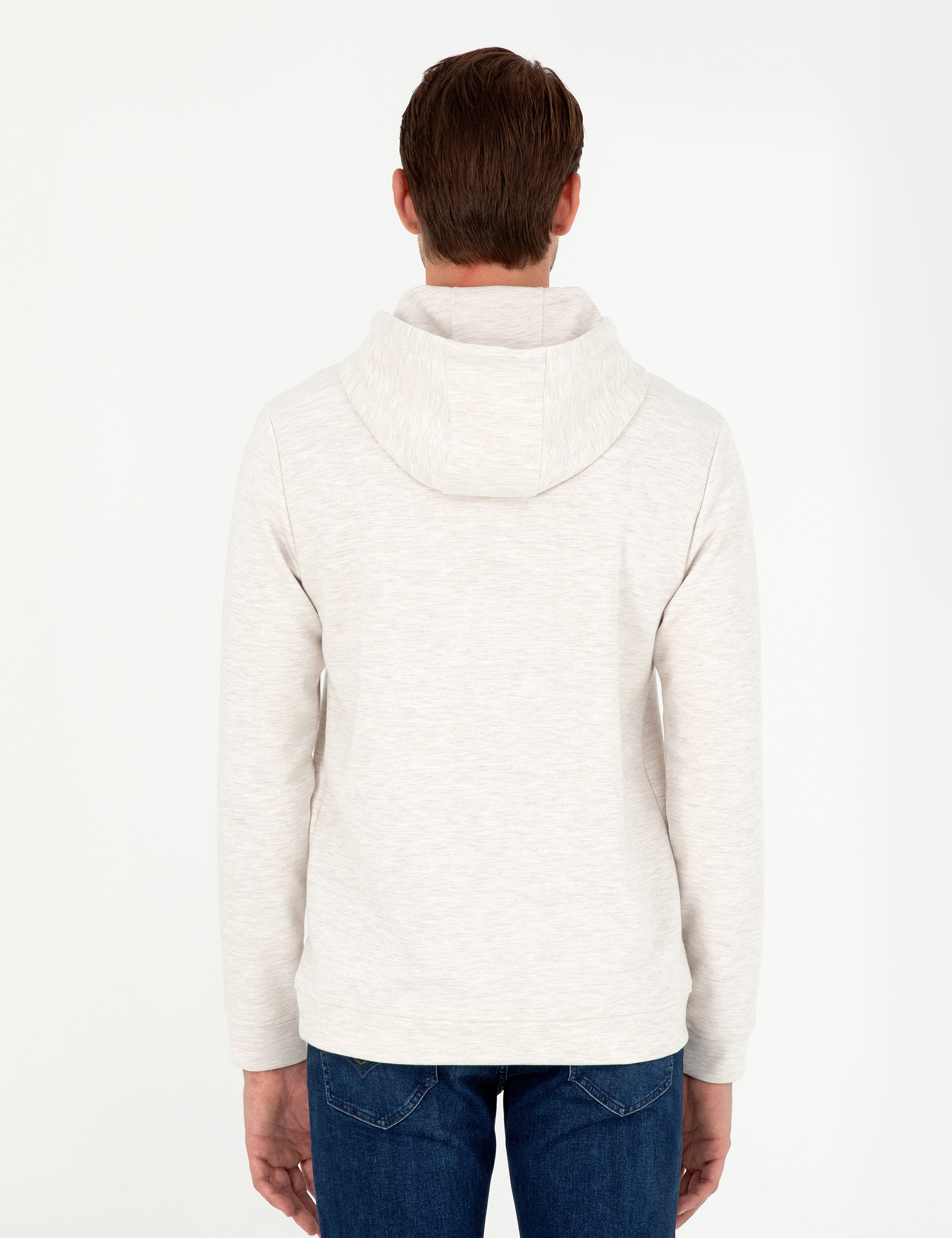 Bej Regular Fit Kapüşonlu Sweatshirt
