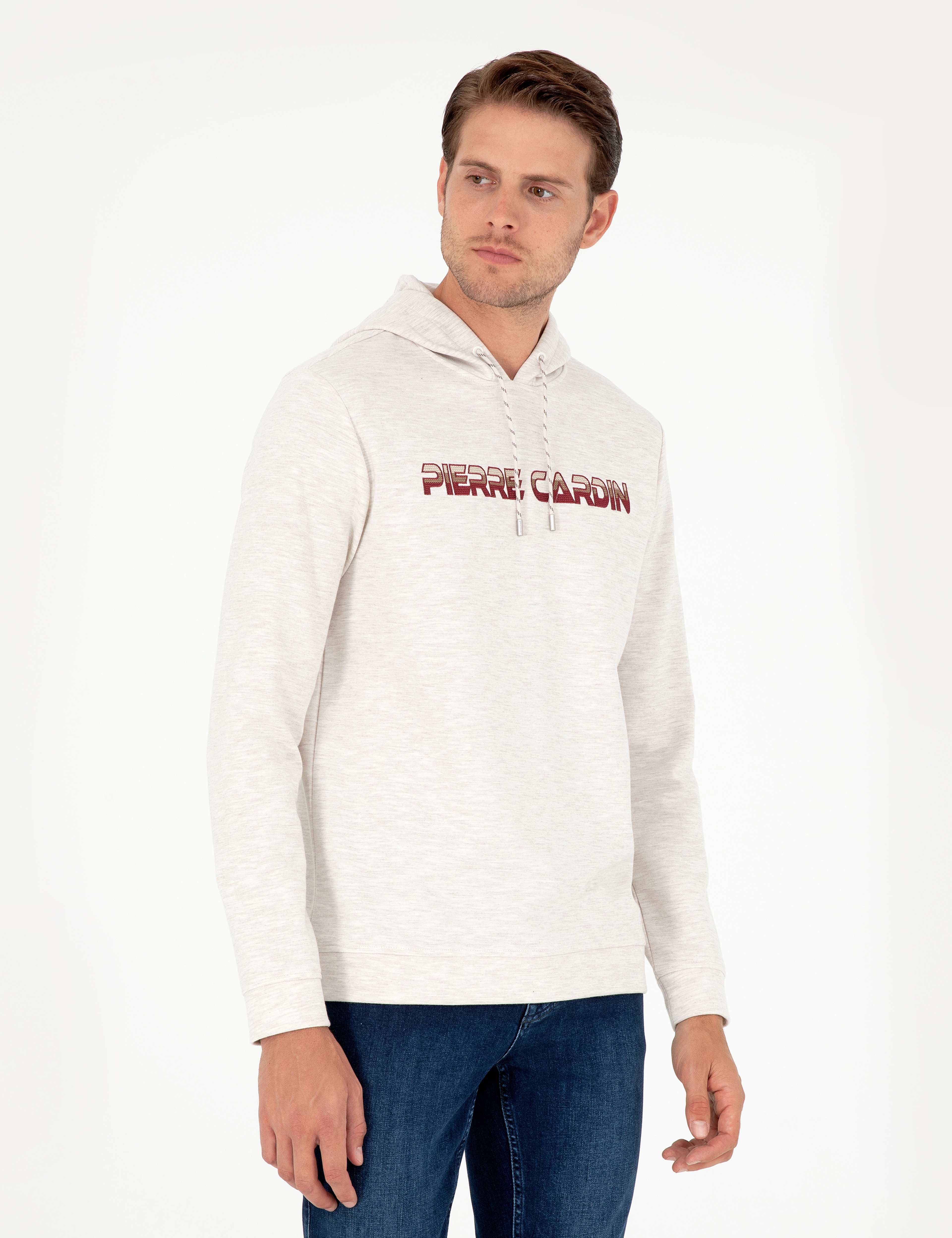 Bej Regular Fit Kapüşonlu Sweatshirt - Image 1