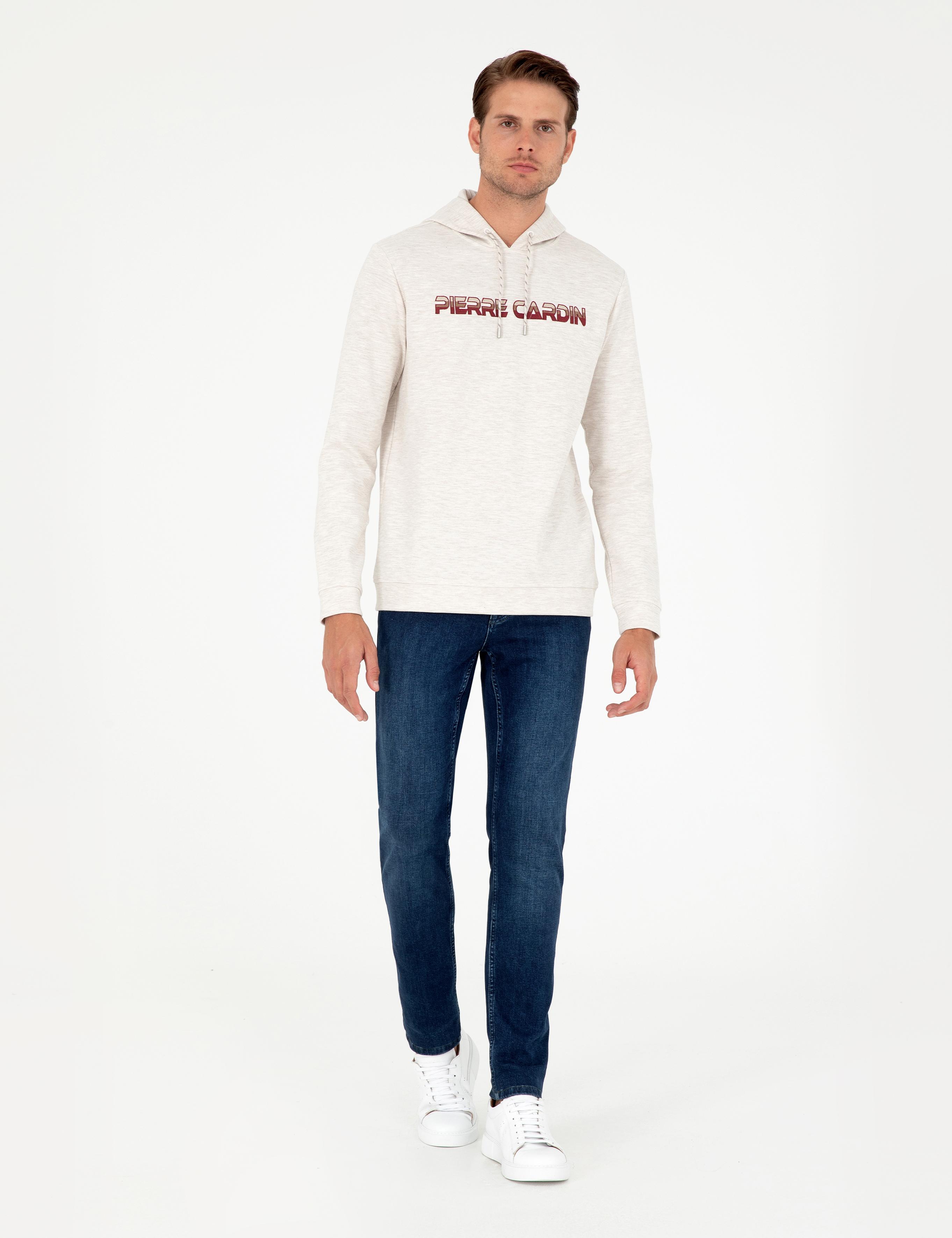Bej Regular Fit Kapüşonlu Sweatshirt