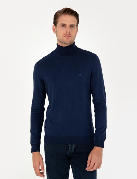 Açık Lacivert Slim Fit Balıkçı Yaka Basic Triko Kazak - 50296602018