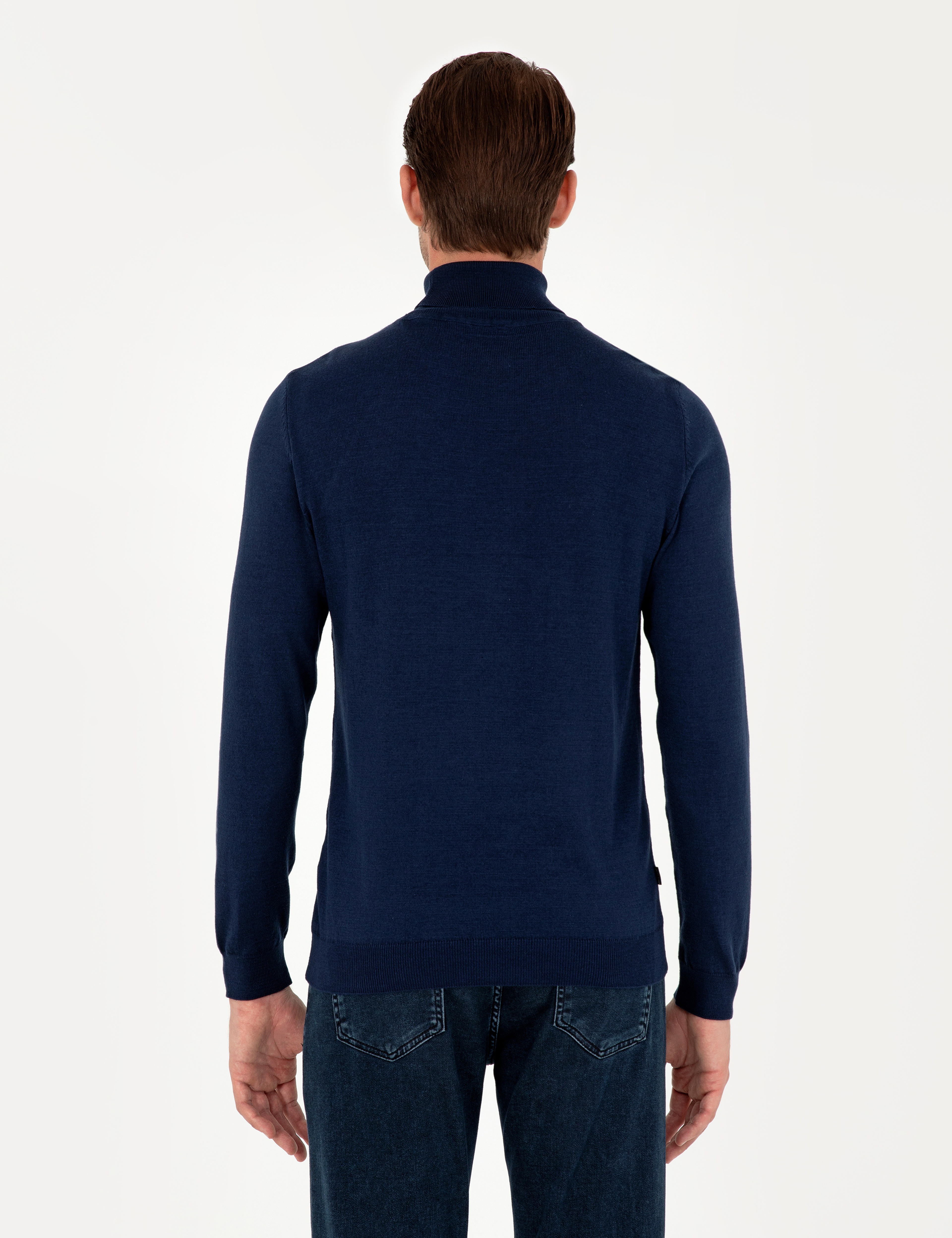 Açık Lacivert Slim Fit Balıkçı Yaka Basic Triko Kazak - Image 5