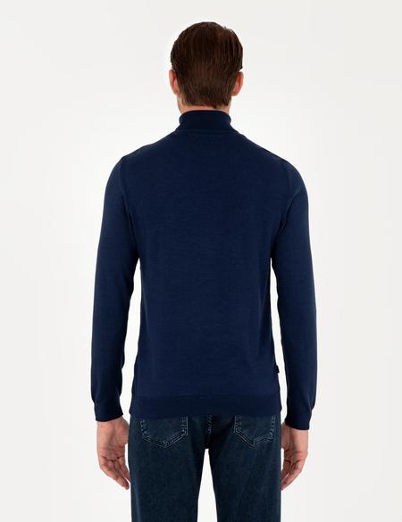 Açık Lacivert Slim Fit Balıkçı Yaka Basic Triko Kazak - 50296602018