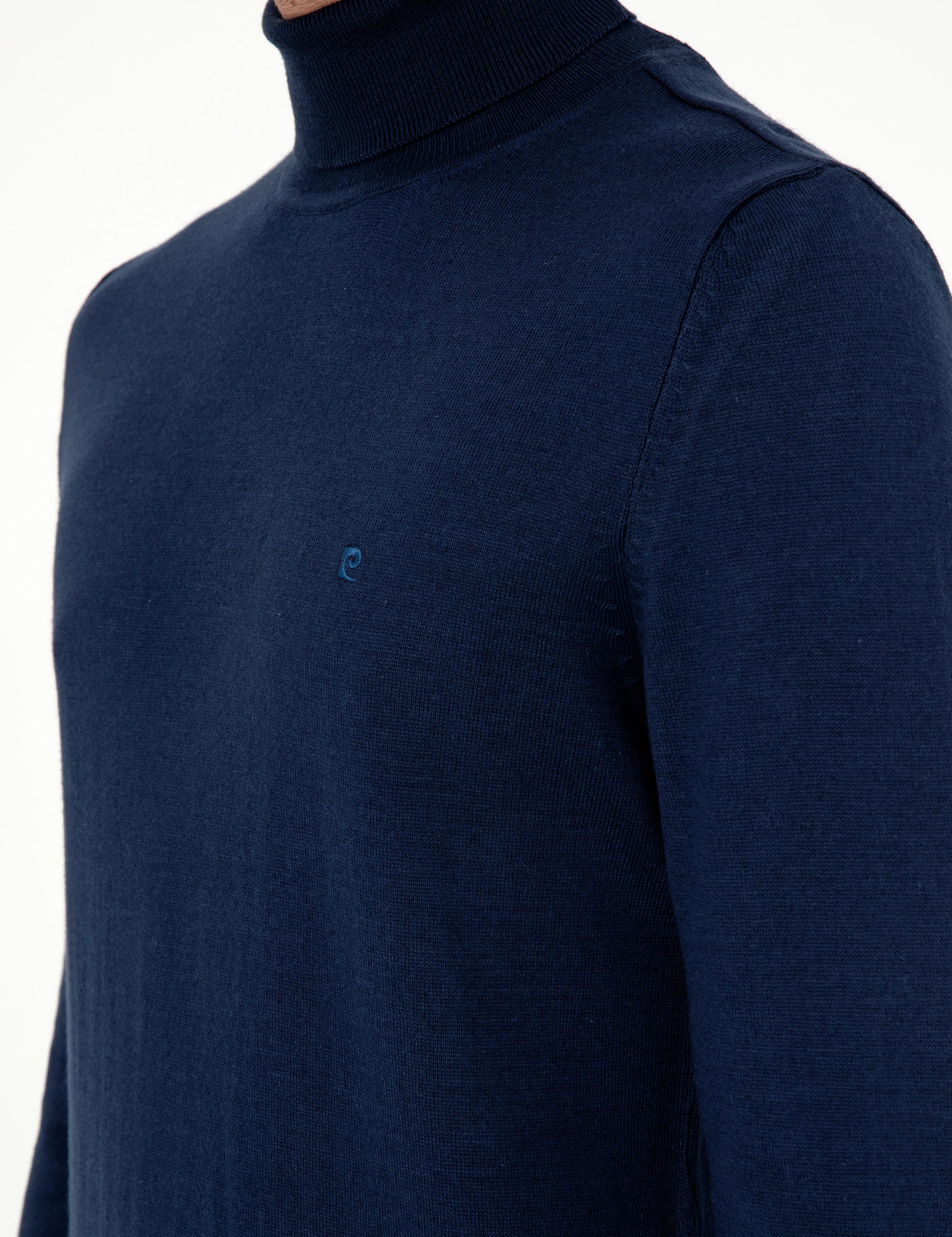 Açık Lacivert Slim Fit Balıkçı Yaka Basic Triko Kazak