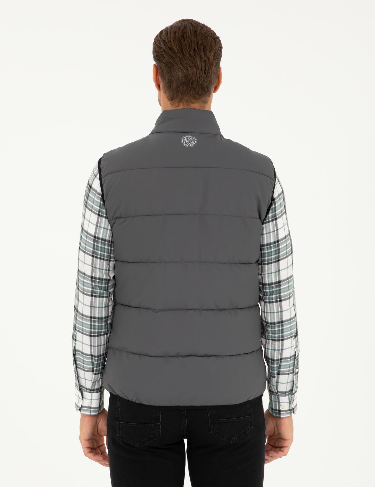 Gri Rüzgar Geçirmeyen Dolgulu Şişme Yelek - 50295113002