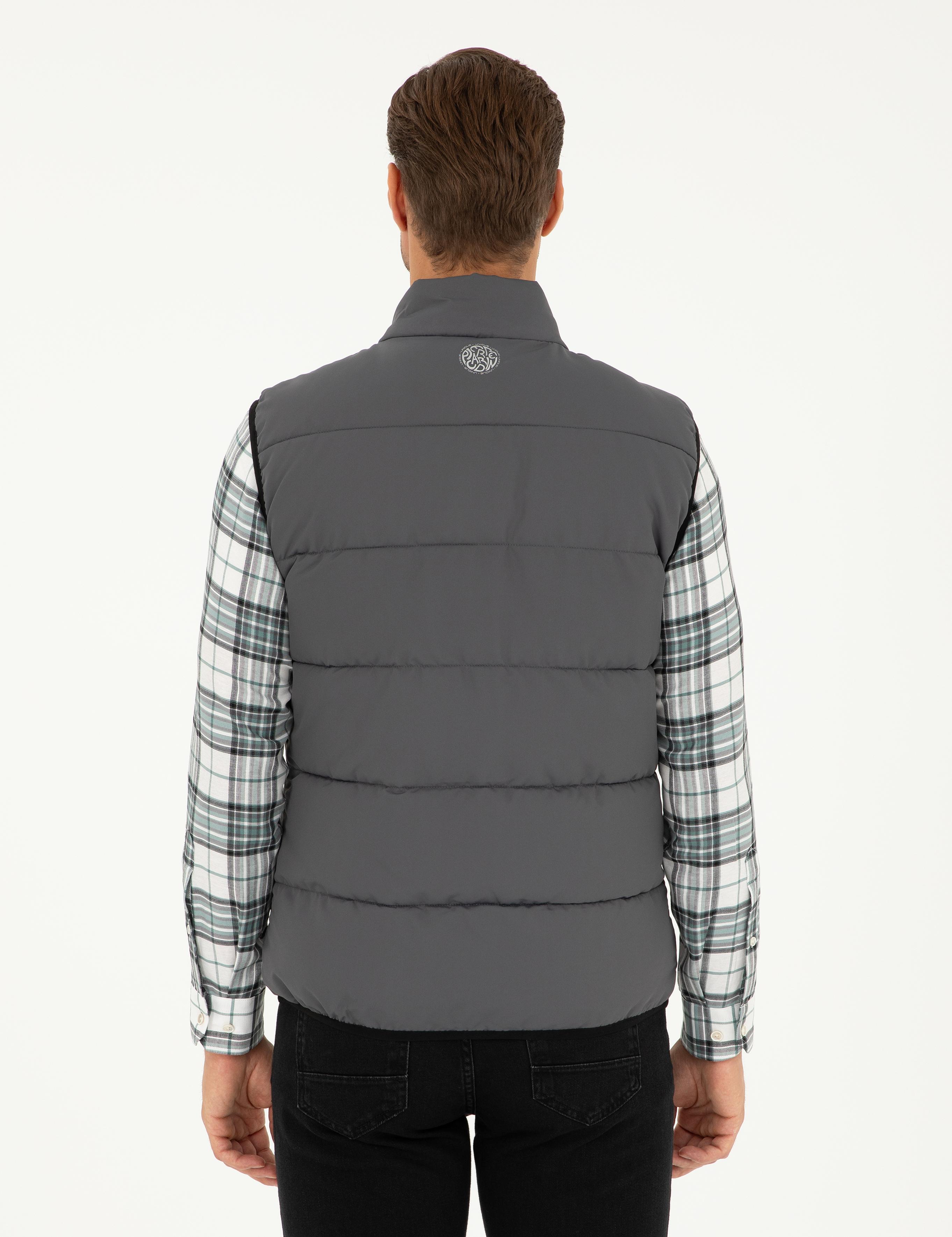 Gri Rüzgar Geçirmeyen Dolgulu Şişme Yelek