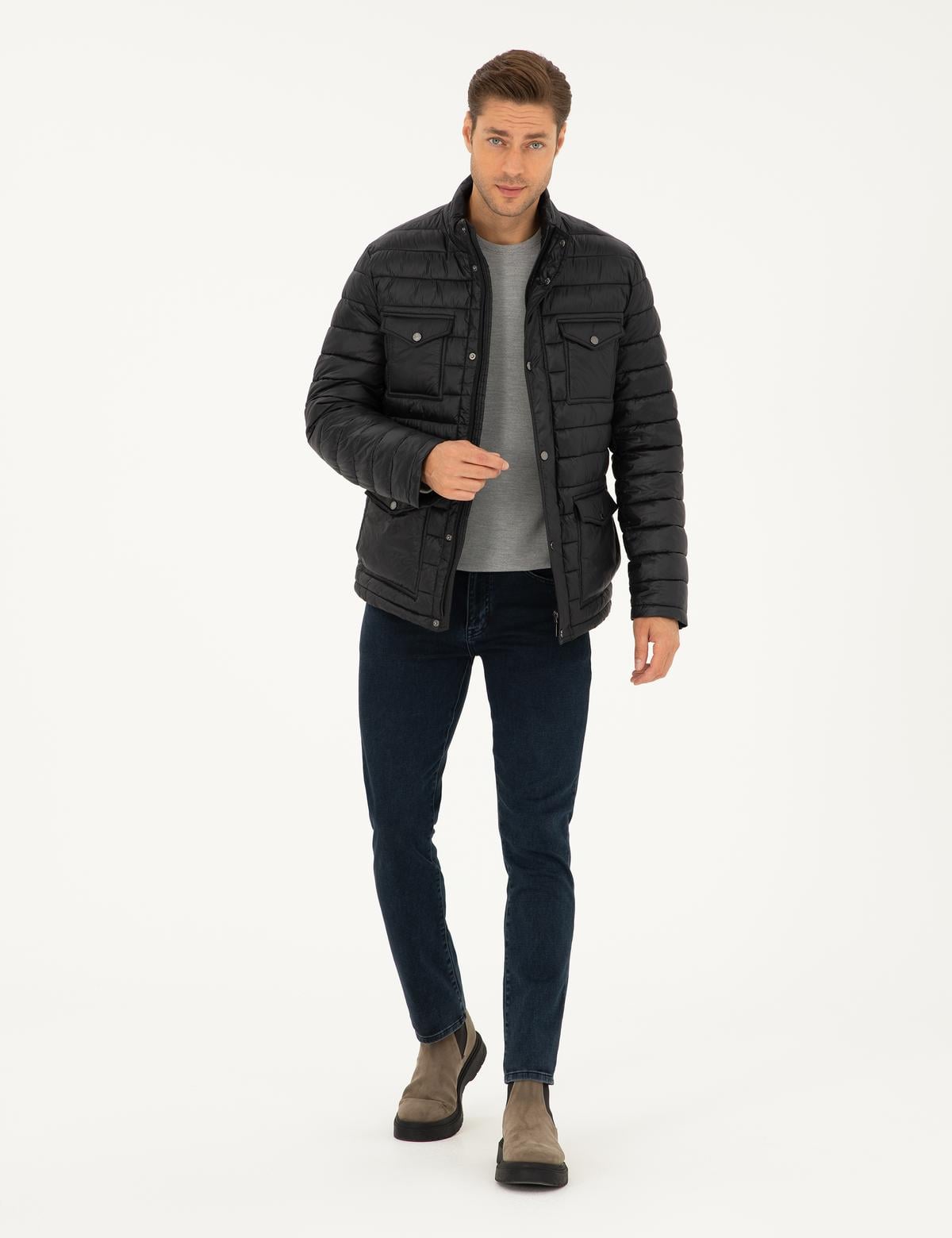 Siyah Kapitone Mont - 50295084005