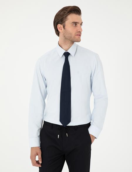 Açık Mavi Slim Fit Uzun Kollu Basic Gömlek - 50297903007