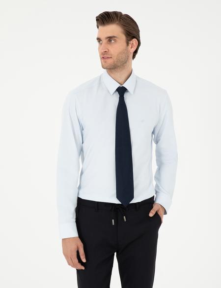 Açık Mavi Slim Fit Uzun Kollu Basic Gömlek - 50297903007