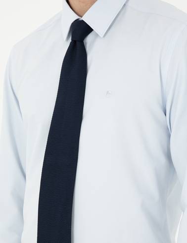 Açık Mavi Slim Fit Uzun Kollu Basic Gömlek