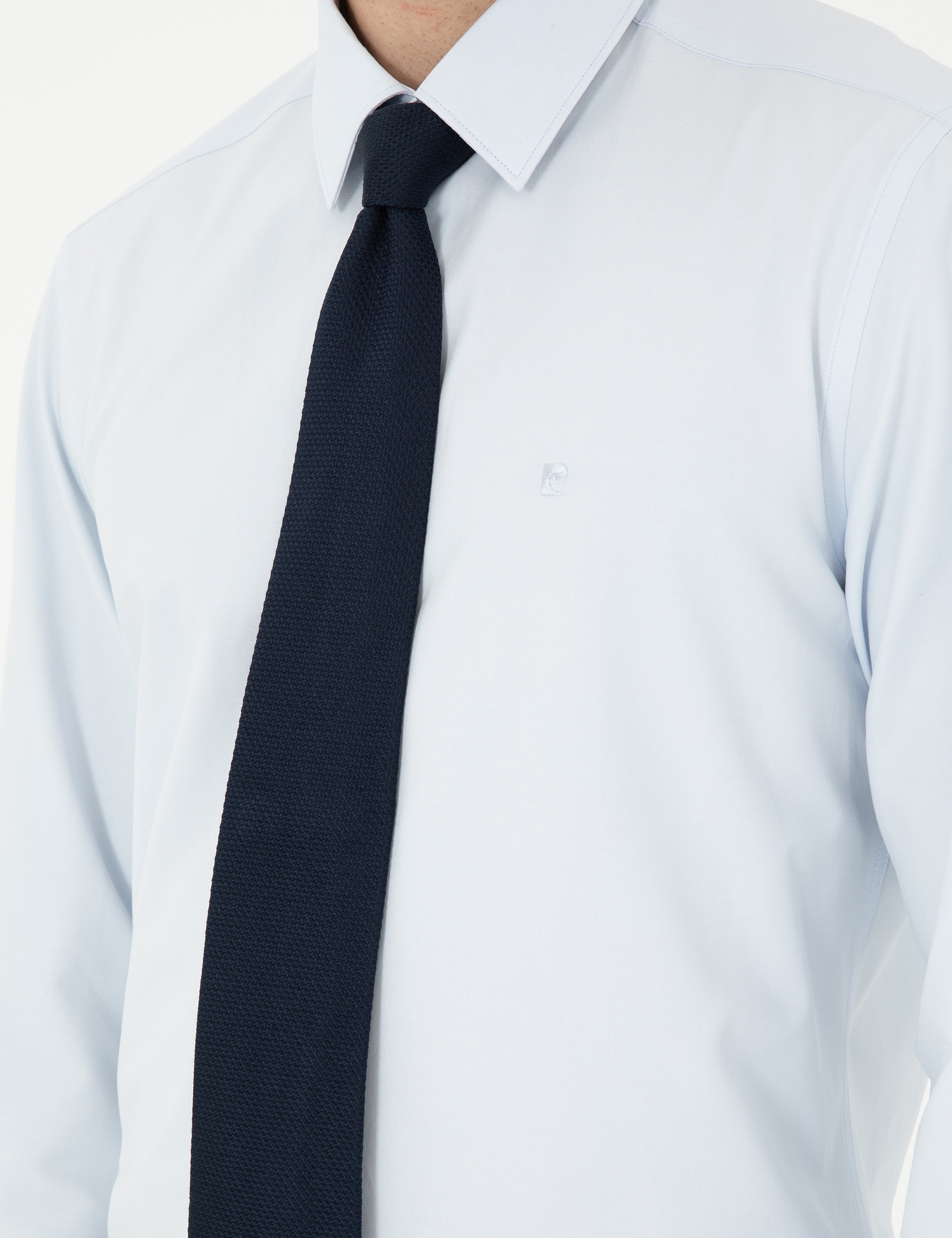 Açık Mavi Slim Fit Uzun Kollu Basic Gömlek - Image 7