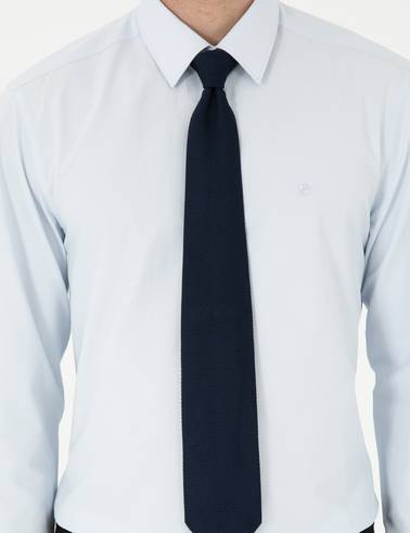Açık Mavi Slim Fit Uzun Kollu Basic Gömlek