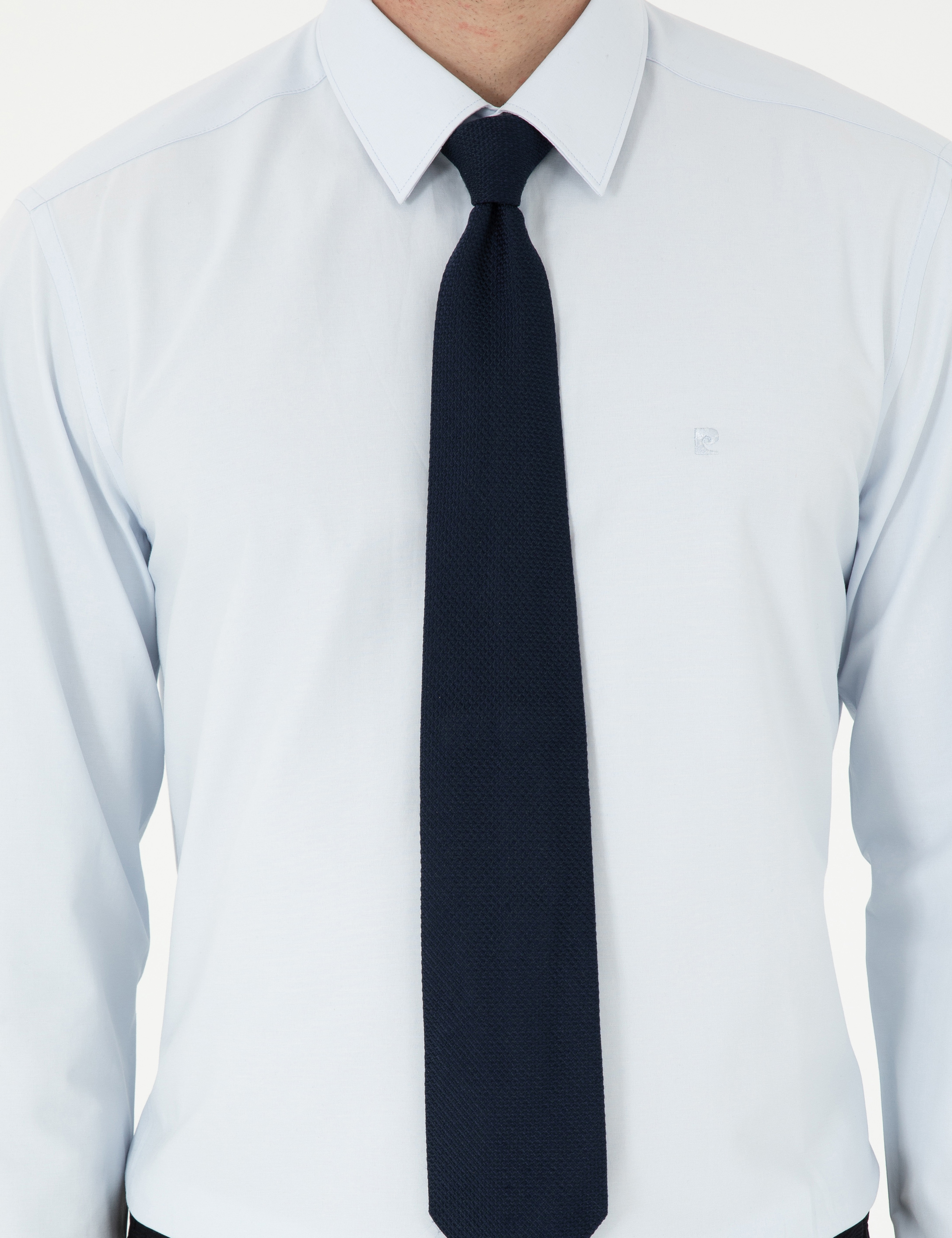 Açık Mavi Slim Fit Uzun Kollu Basic Gömlek - Image 6