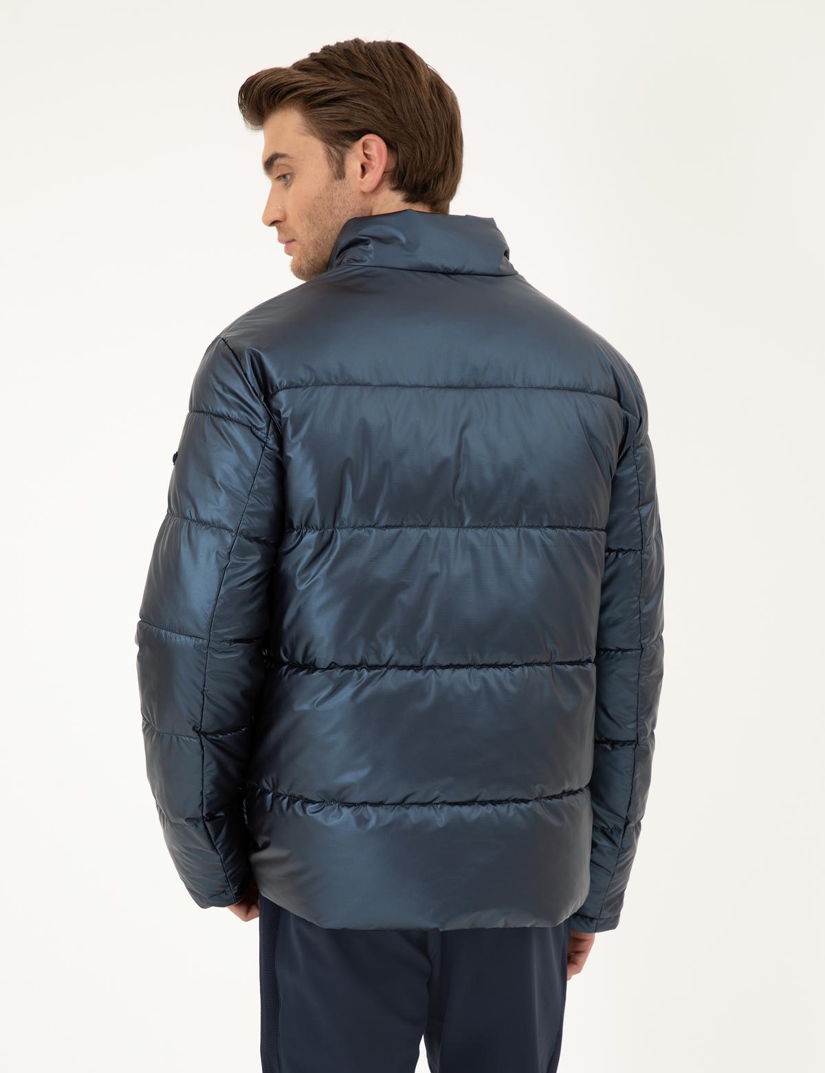 Lacivert Parlak Şişme Mont - 50295077024