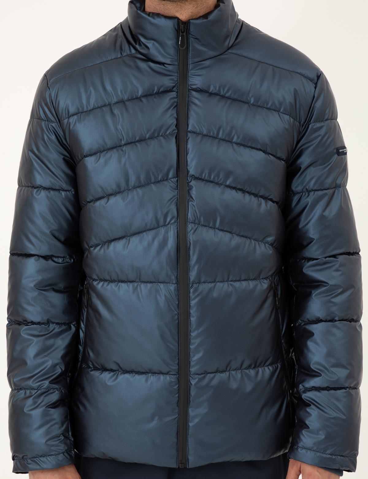 Lacivert Parlak Şişme Mont - 50295077024