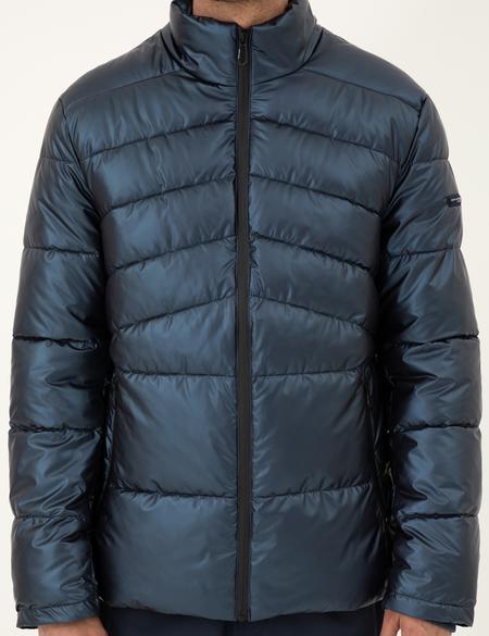 Lacivert Parlak Şişme Mont - 50295077024