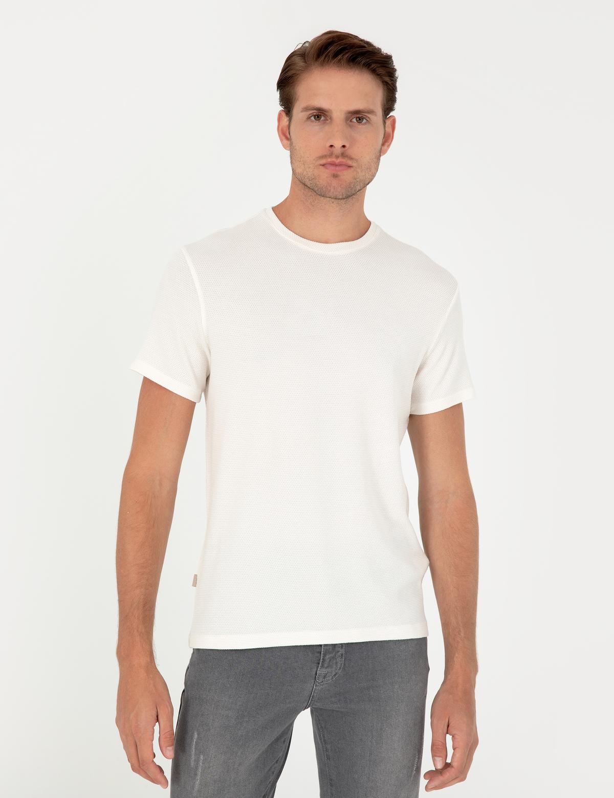 Ekru Slim Fit Basic Tişört - 50280967111