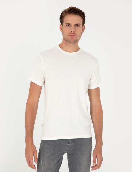 Ekru Slim Fit Basic Tişört - 50280967111