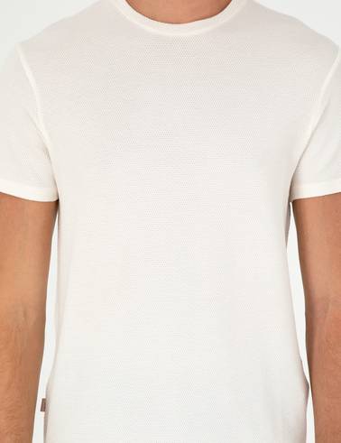 Ekru Slim Fit Basic Tişört