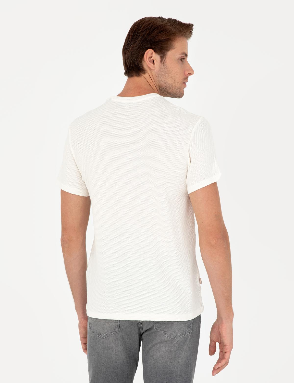 Ekru Slim Fit Basic Tişört - 50280967111