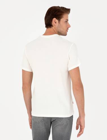 Ekru Slim Fit Basic Tişört