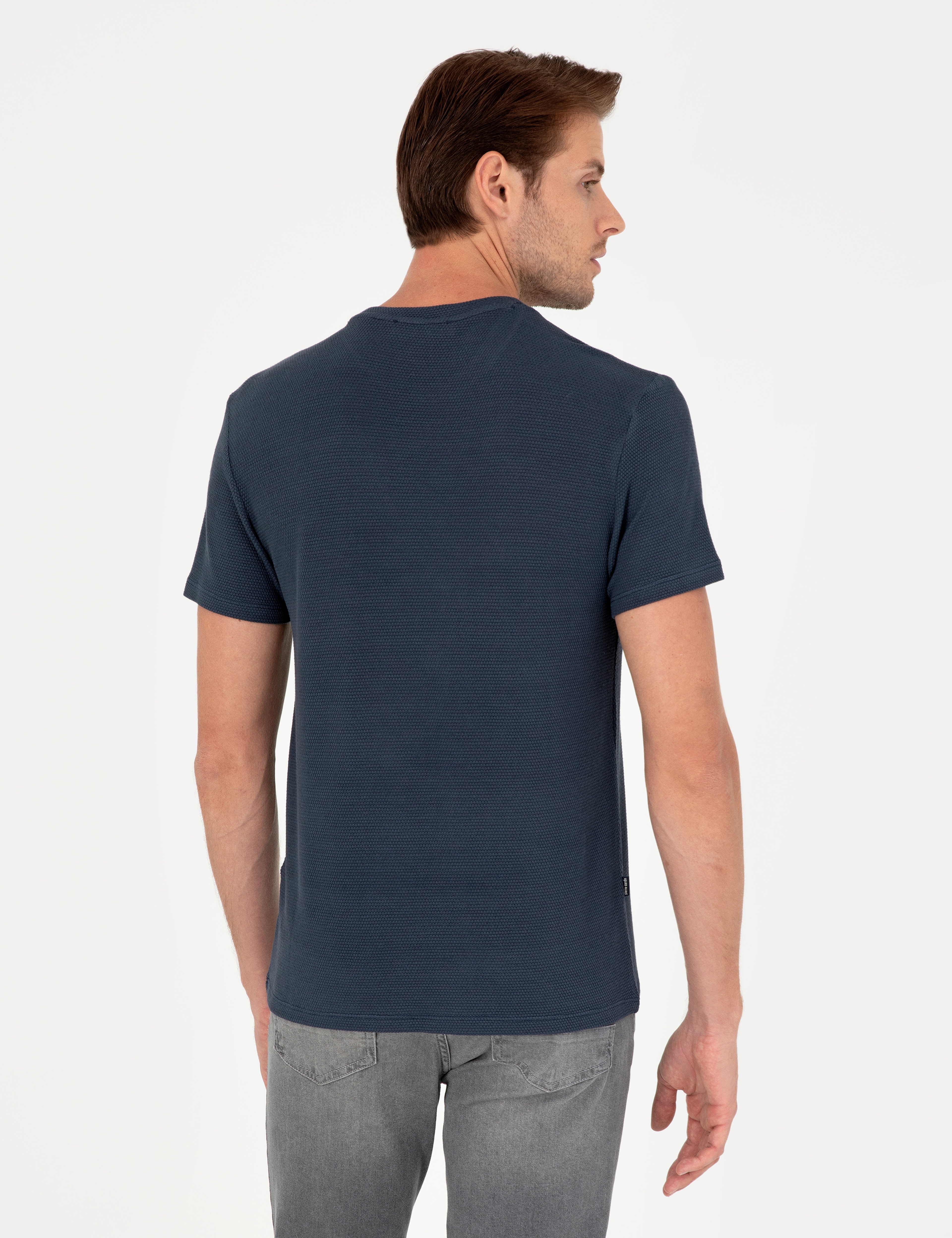 Lacivert Slim Fit Basic Tişört - Image 5