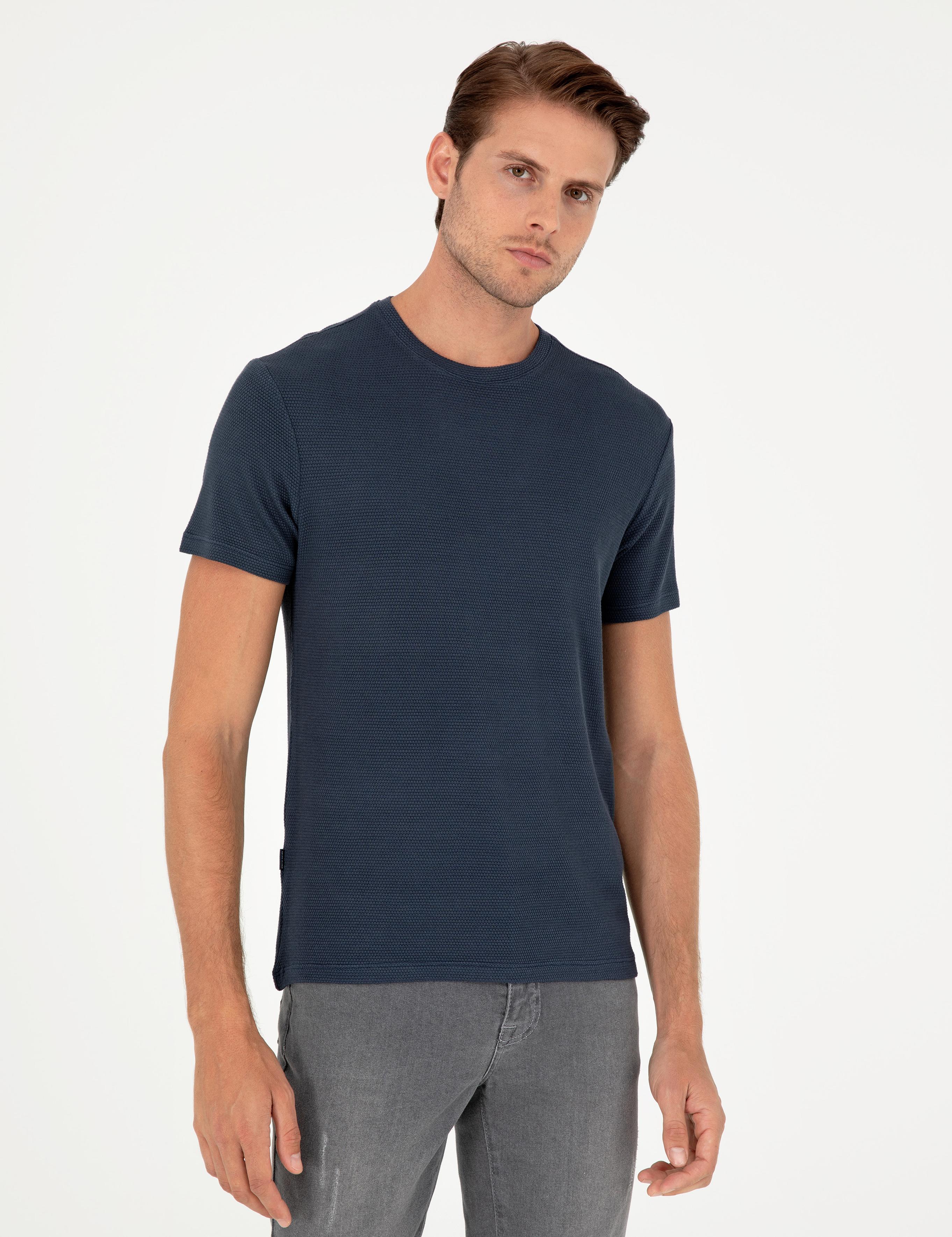 Lacivert Slim Fit Basic Tişört