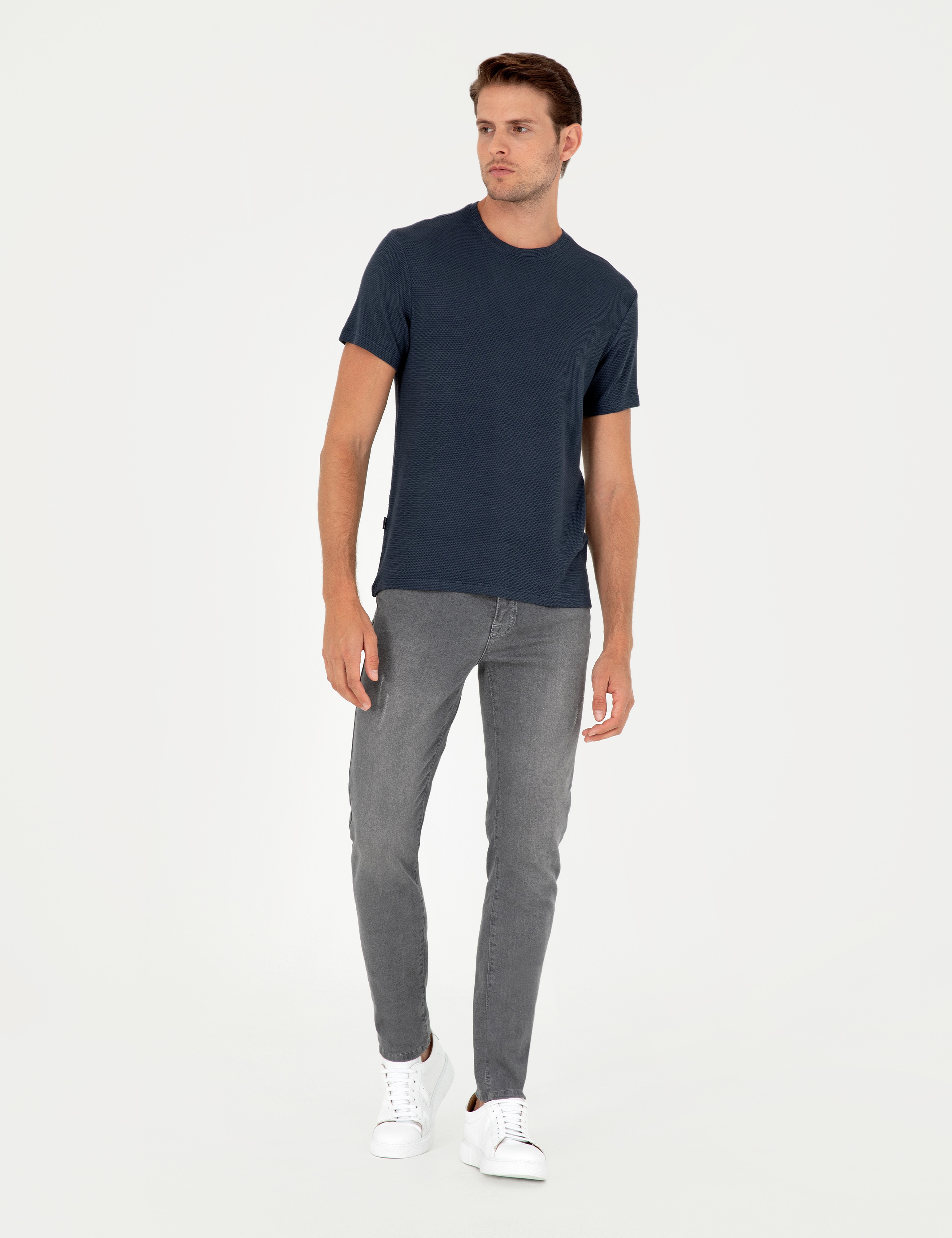 Lacivert Slim Fit Basic Tişört - Image 4