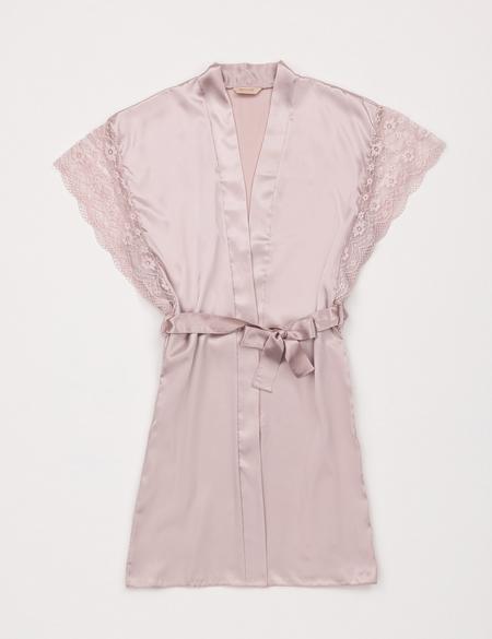 Pudra Saten Gecelik & Sabahlık Takım - 50303855002