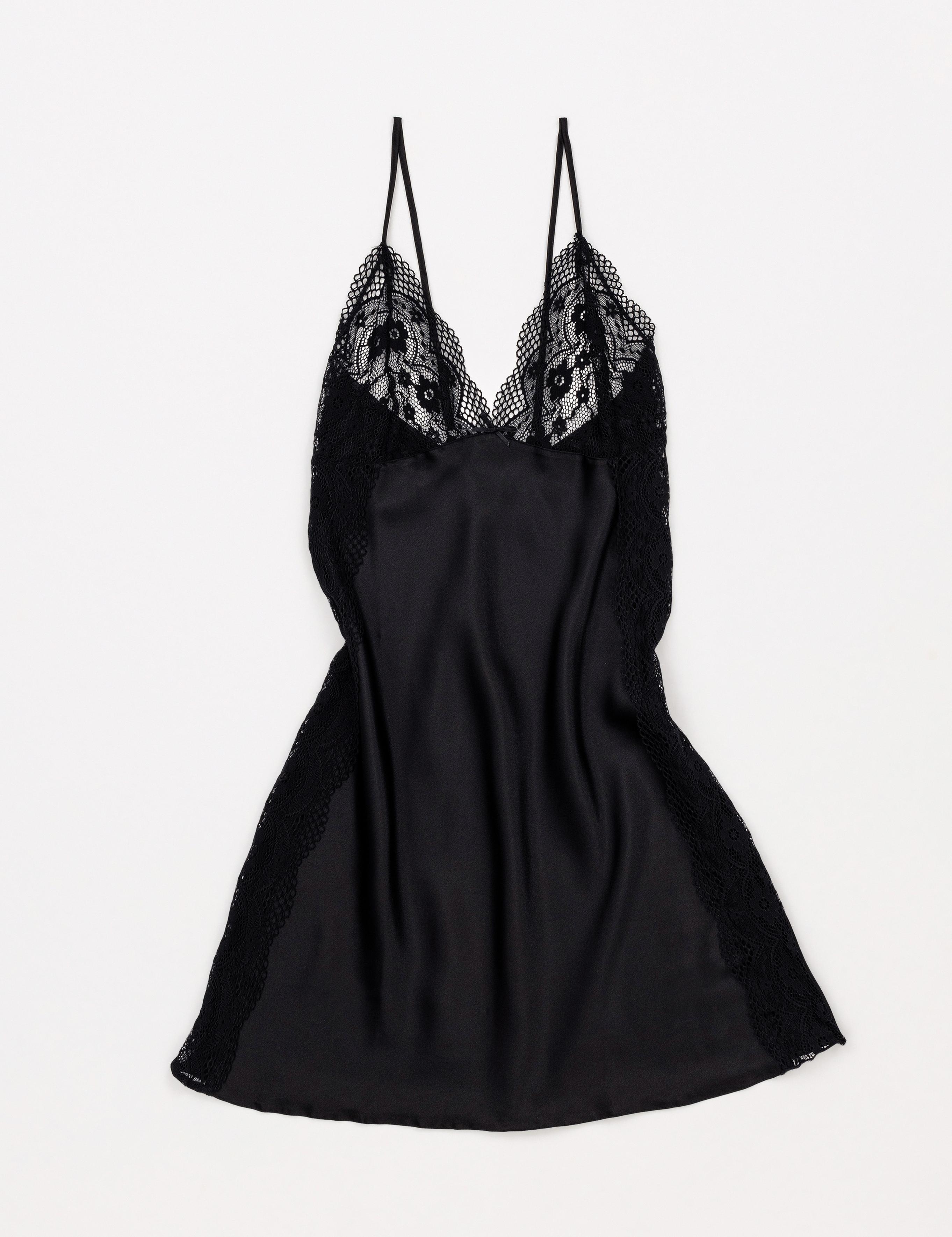 Siyah Saten Gecelik & Sabahlık Takım