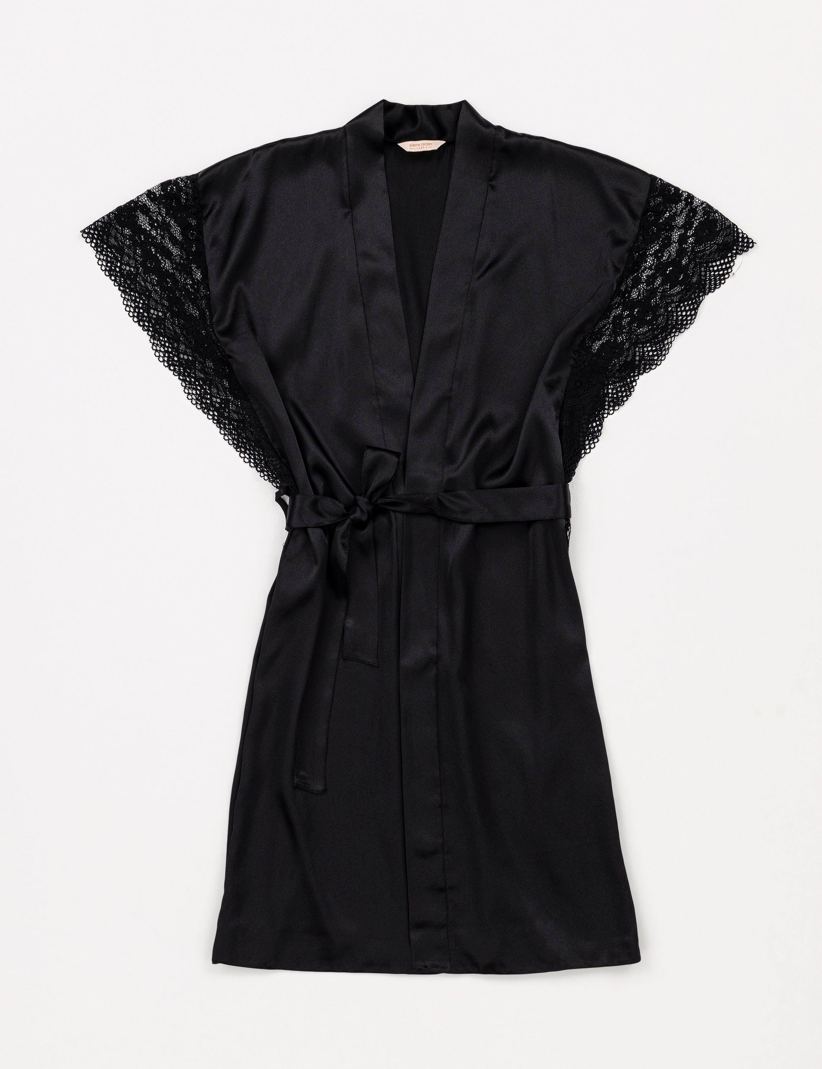 Siyah Saten Gecelik & Sabahlık Takım